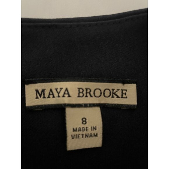 Maya Brooke Womens Size 8 Floral Print Dress Navy & Green Polyester/Spandex - Picture 8 of 12